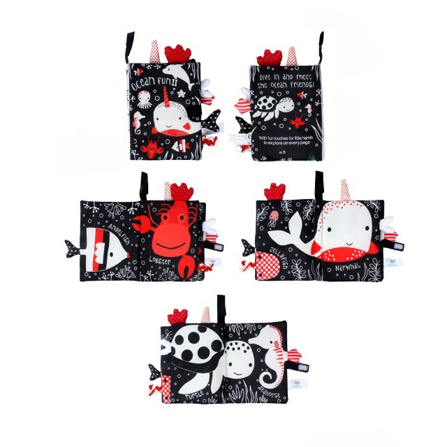 Carticica ce include 4 pagini cu ilustratii diferite realizate din materiale non-toxice